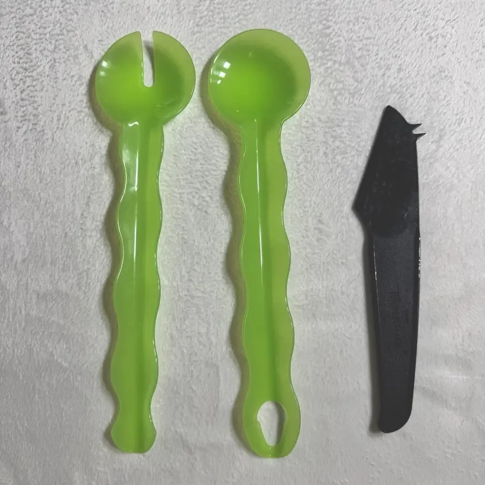 Vtg Tupperware Utensil Lot Green Salad Spoon Fork Citrus Peeler Kitchen Tools
